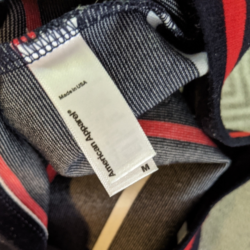 GUC American Apparel Navy Striped Ponte Crop Top M - Picture 3 of 5